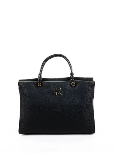 Ermanno Scervino Tote Bag Small Petra In Black Hammered Eco-leather