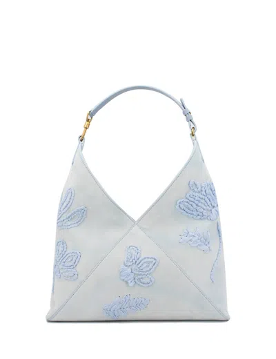 Ermanno Scervino Triangular Design Handbag With Chiffon Floral Embroidery