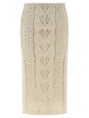 Ermanno Scervino Longuette Tricot Wool Skirt With Tulle Lining In Multi