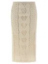 Ermanno Scervino Longuette Tricot Wool Skirt With Tulle Lining In Multi