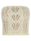 Ermanno Scervino Strapless Cropped Knit Top With Sheer Accents In Brown