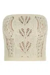 Ermanno Scervino Strapless Cropped Knit Top With Sheer Accents In White
