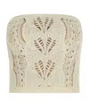 Ermanno Scervino Strapless Cropped Knit Top With Sheer Accents In White