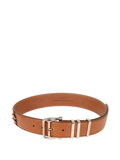 Ermanno Scervino Triple-loop Leather Belt In Brown