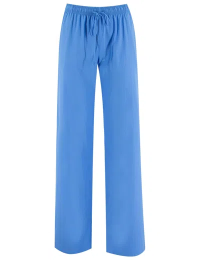Ermanno Scervino Cotton Pajama Pants In Azur Blue