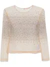 Ermanno Scervino Tulle Crystal Embellished Top In Neutrals
