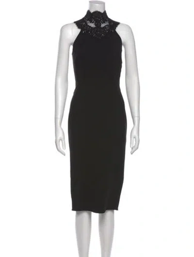 Pre-owned Ermanno Scervino Turtleneck Midi Length Dress In Black