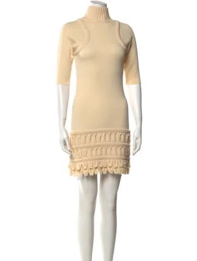 Pre-owned Ermanno Scervino Turtleneck Mini Dress In Neutral
