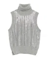 Ermanno Scervino Metallic Turtleneck Sleeveless Tank Top In Gray