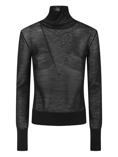 Ermanno Scervino Turtleneck Wool Top In Black
