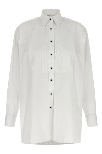 Ermanno Scervino Formal Shirt With Pleated Bib And Pointed Collar In White
