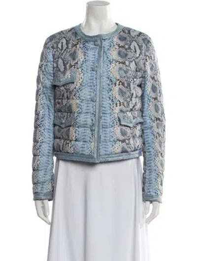 Pre-owned Ermanno Scervino Tweed Pattern Evening Jacket In Blue