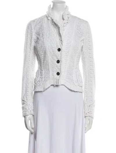 Pre-owned Ermanno Scervino Tweed Pattern Evening Jacket In White