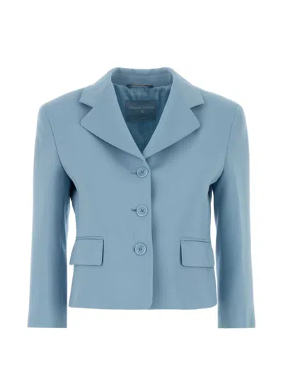 Ermanno Scervino Twill Blazer Long Sleeves Notch Lapel In Blue