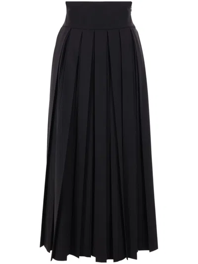 Ermanno Scervino Twill Pleated Skirt In Black