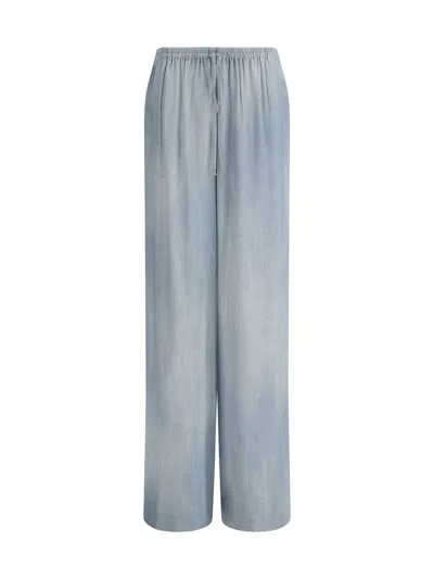 Ermanno Scervino Denim-print Trousers In Blue