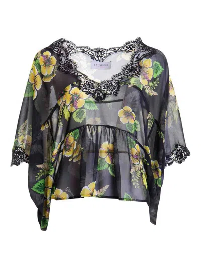 Ermanno Scervino V Neck 3/4 Sleeve Tunic In Negro