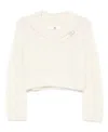 Ermanno Scervino Long Sleeve V-neck Sweater In Neutral