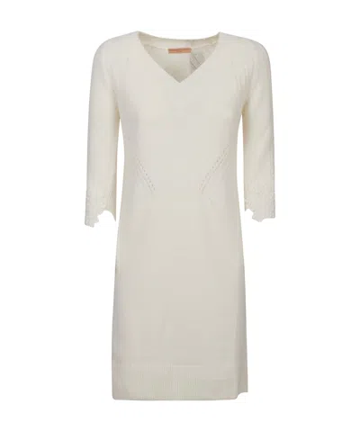 Ermanno Scervino V-neck Knitted Dress In White