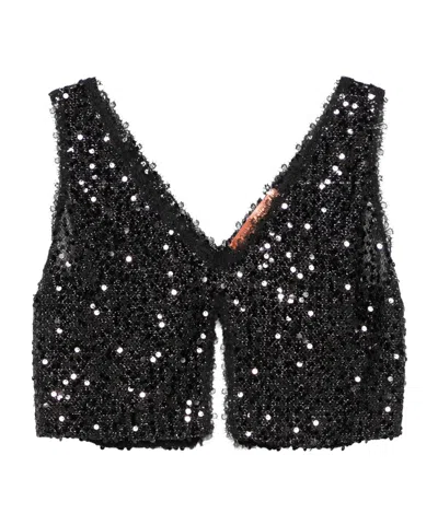 Ermanno Scervino V-neck Sleeveless Top In Black