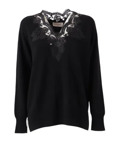 Ermanno Scervino V-neck Sweater In Black