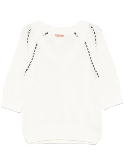 Ermanno Scervino V-neck Sweater In White