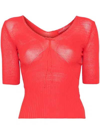 Ermanno Scervino V-neck Top In Orange