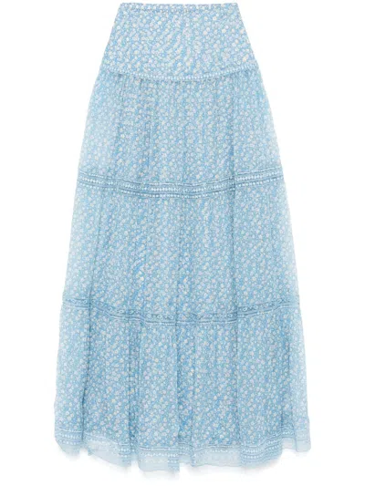 Ermanno Scervino Valencienne Lace-detail Maxi Skirt In Blue