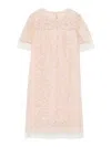 Ermanno Scervino Mini Dress With Scalloped Neckline And Lace Overlay In Color Carne Y Neutral