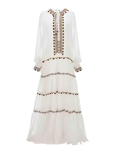Ermanno Scervino Embroidery Kaftan Dress In White