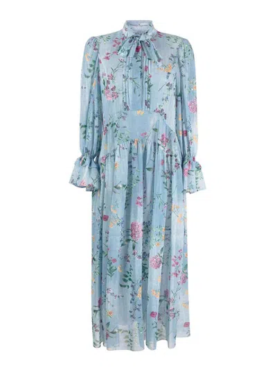 Ermanno Scervino Floral-print Midi Dress In Light Wash