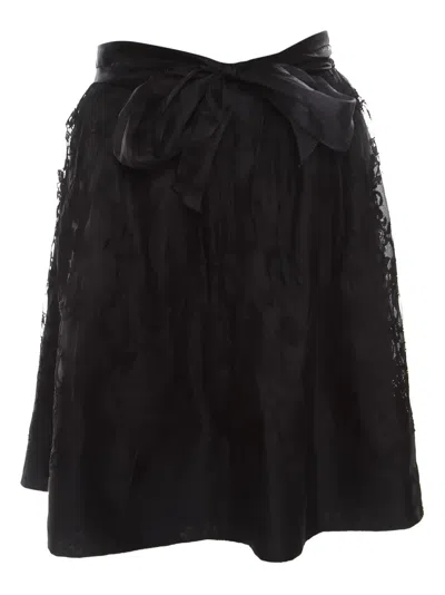 Pre-owned Ermanno Scervino Vintage Bow-detail Lace Skirt In Black