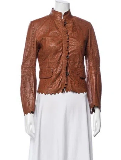 Pre-owned Ermanno Scervino Vintage Leather Jacket In Brown