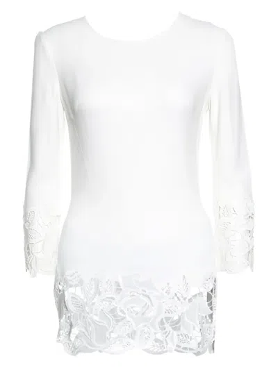 Pre-owned Ermanno Scervino Vintage  Floral Lace Top In White