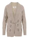 Ermanno Scervino Crystal-embellished Cable-knit Cardigan In Gray
