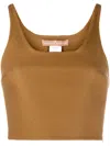 Ermanno Scervino Virgin Wool Cropped Top In Brown