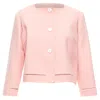 Ermanno Scervino Virgin Wool Eyelet Trim Shell Button Jacket In Pink