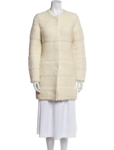 Pre-owned Ermanno Scervino Virgin Wool Faux Fur Coat In Neutral