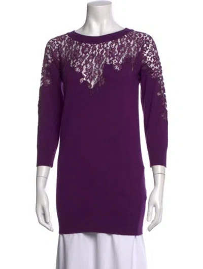 Pre-owned Ermanno Scervino Virgin Wool Lace Pattern Sweater In Purple