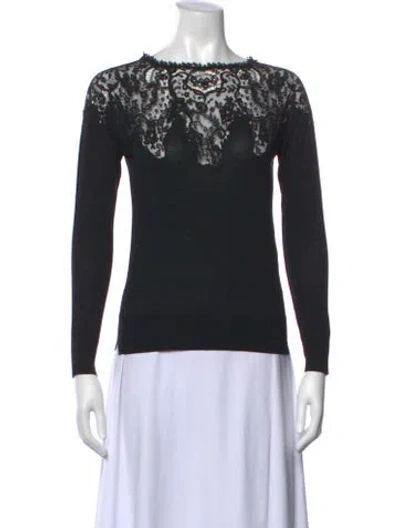 Pre-owned Ermanno Scervino Virgin Wool Lace Pattern Top In Black