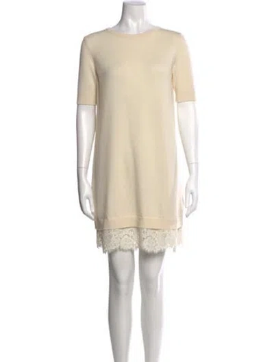 Pre-owned Ermanno Scervino Virgin Wool Mini Dress In Neutral