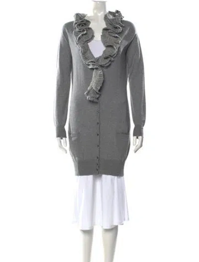 Pre-owned Ermanno Scervino Virgin Wool Open Front Sweater In Gray