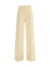 Ermanno Scervino High Waist Wide Leg Trousers With Belt Loops In Neutral