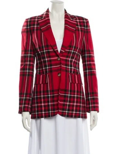 Pre-owned Ermanno Scervino Virgin Wool Plaid Print Blazer In Red