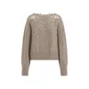 Ermanno Scervino Boat Neckline Cable Knit Pullover In Brown