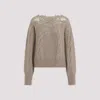 Ermanno Scervino Cropped Turtleneck Sweater With Cable Knit In Brown