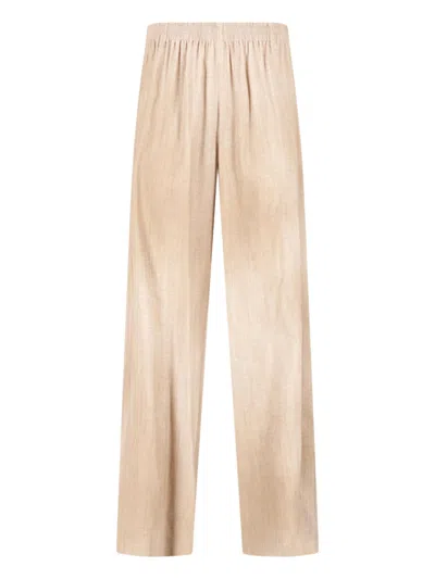 Ermanno Scervino Beige Viscose Gathered Elastic Waist Pants In Neutral