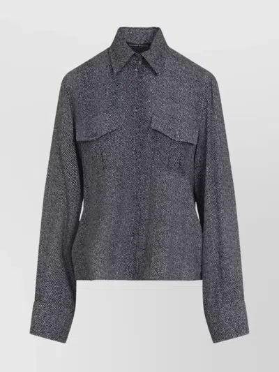 Ermanno Scervino Viscose Shirt Chest Pockets In Gray
