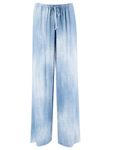 Ermanno Scervino Viscose Trousers With Vintage Jeans Print In Stdenimoldchiara