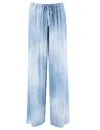 Ermanno Scervino Viscose Trousers With Vintage Jeans Print In Blue